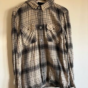 Harley-Davidson Black and Cream Plaid Shirt